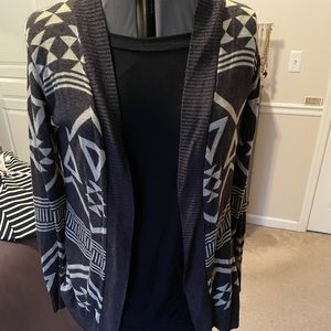 Say What Dark Gray & Beige Aztec Print Cardigan